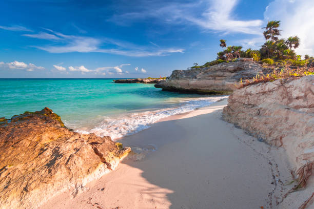 Beach at Caribbean sea in Playa del Carmen, Mexico